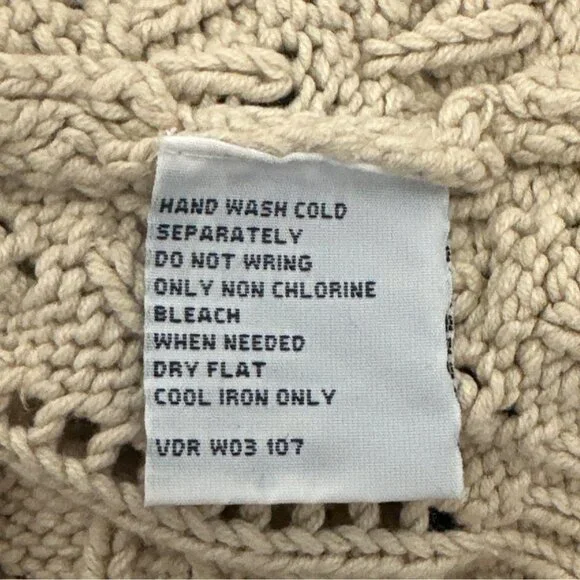 Nautica Beige Cable Knit Cardigan Cotton Blend Womens S Light Academia Preppy - Picture 5 of 8
